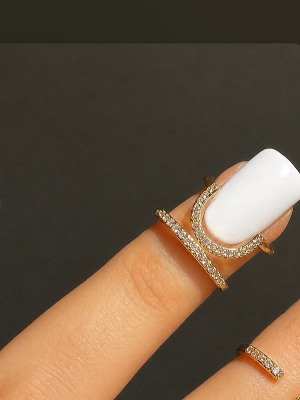 Gold Crystal Open Cuff Midi Ring - Women Jewelry